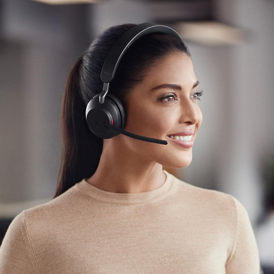 Jabra Evolve2 65 Wireless PC Headset with Charging Stand – Noise Cancelling UC Certified Stereo Head