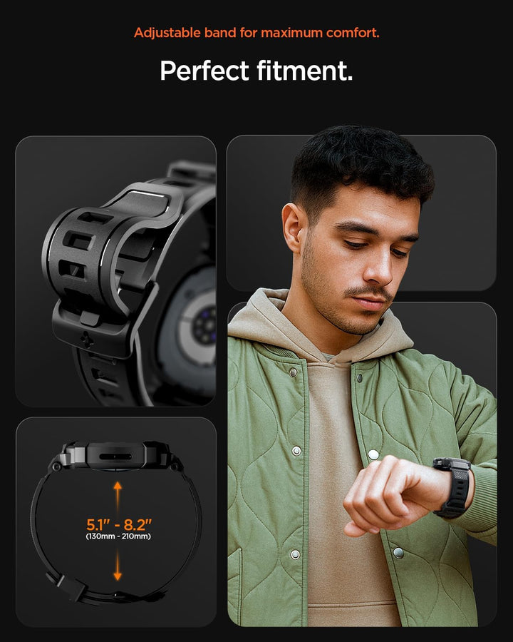 Spigen Rugged Armor Pro Hülle mit Band für Samsung Galaxy Watch 9/8 40mm | TPU-Unibody-Hülle mit Arm