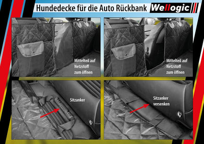 Wellogic Hundedecke Auto Rücksitz Hundematte Rückbank Autoschondecke Wasserdicht Kratzfest Universal