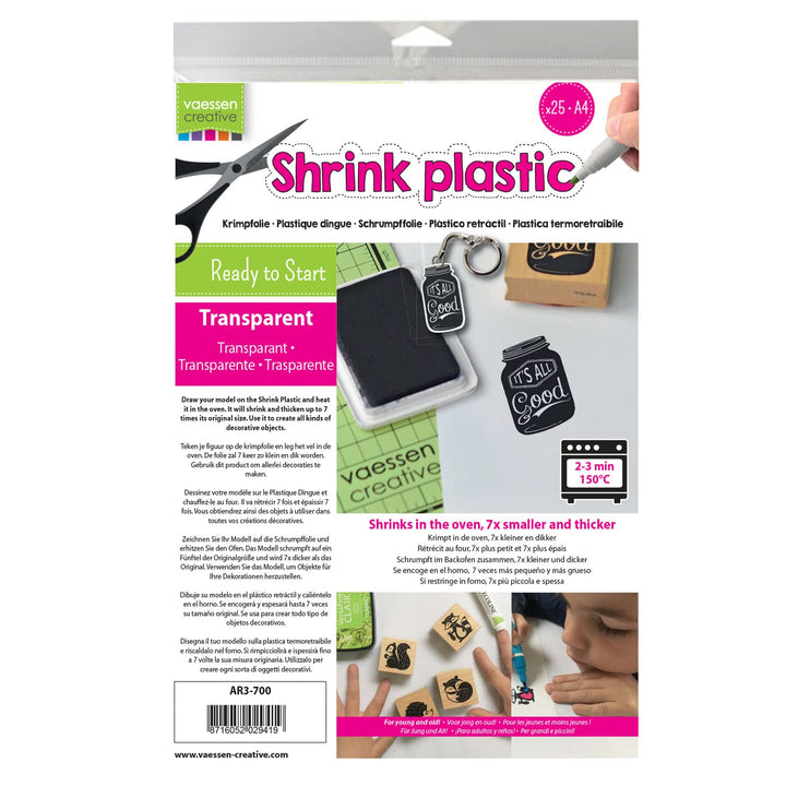 Vaessen Creative Schrumpffolie A4 Transparent 25pcs, 21 x 29.8 x 0.3 cm, Transparent