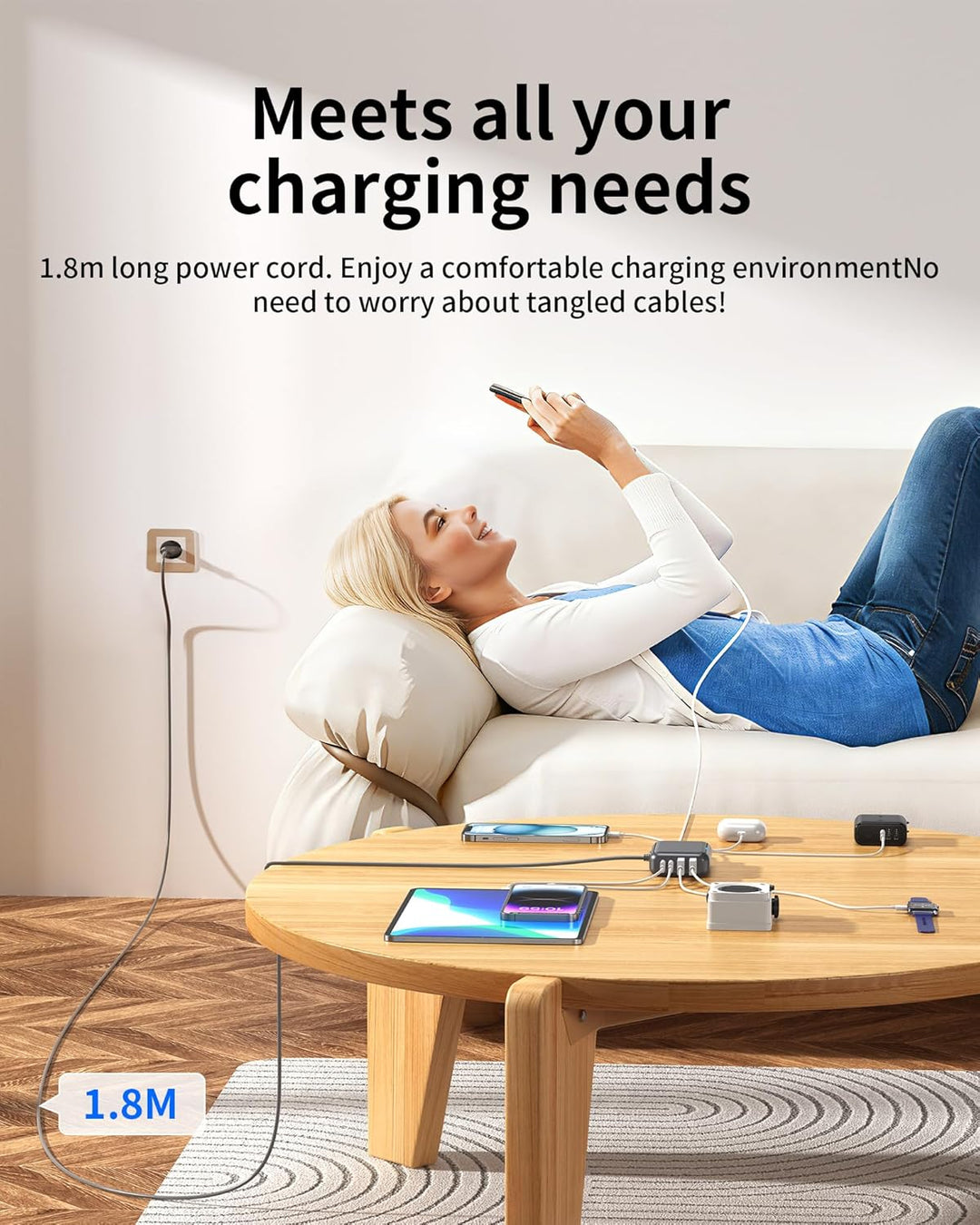 USB C Ladegerät Mehrfach 40W, 8 Port USB-C Schnellladegerät Ladestation für mehrere Geräte,Multiport