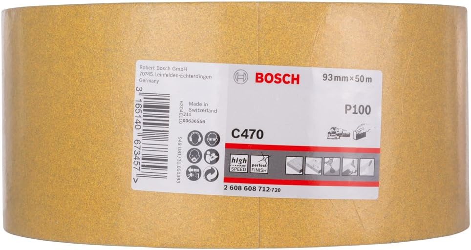 Bosch Professional Schleifrolle für Holz und Farbe (93 mm, 50 m, Körnung 100, C470), Körnung 100