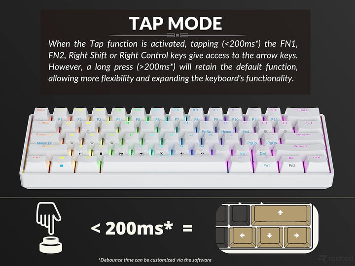 Ranked S60 Supernova Mechanische 60 Prozent Tastatur | Hotswap Gaming Keyboard | 61 Tasten mit RGB B