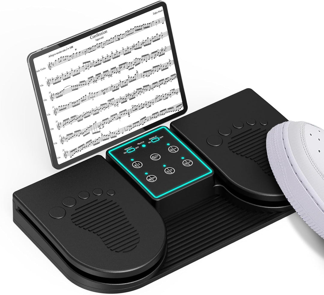 Doohoeek Bluetooth Page Turning Pedal, Page Turner Kabellos, Wiederaufladbares Universal-Fusspedal m