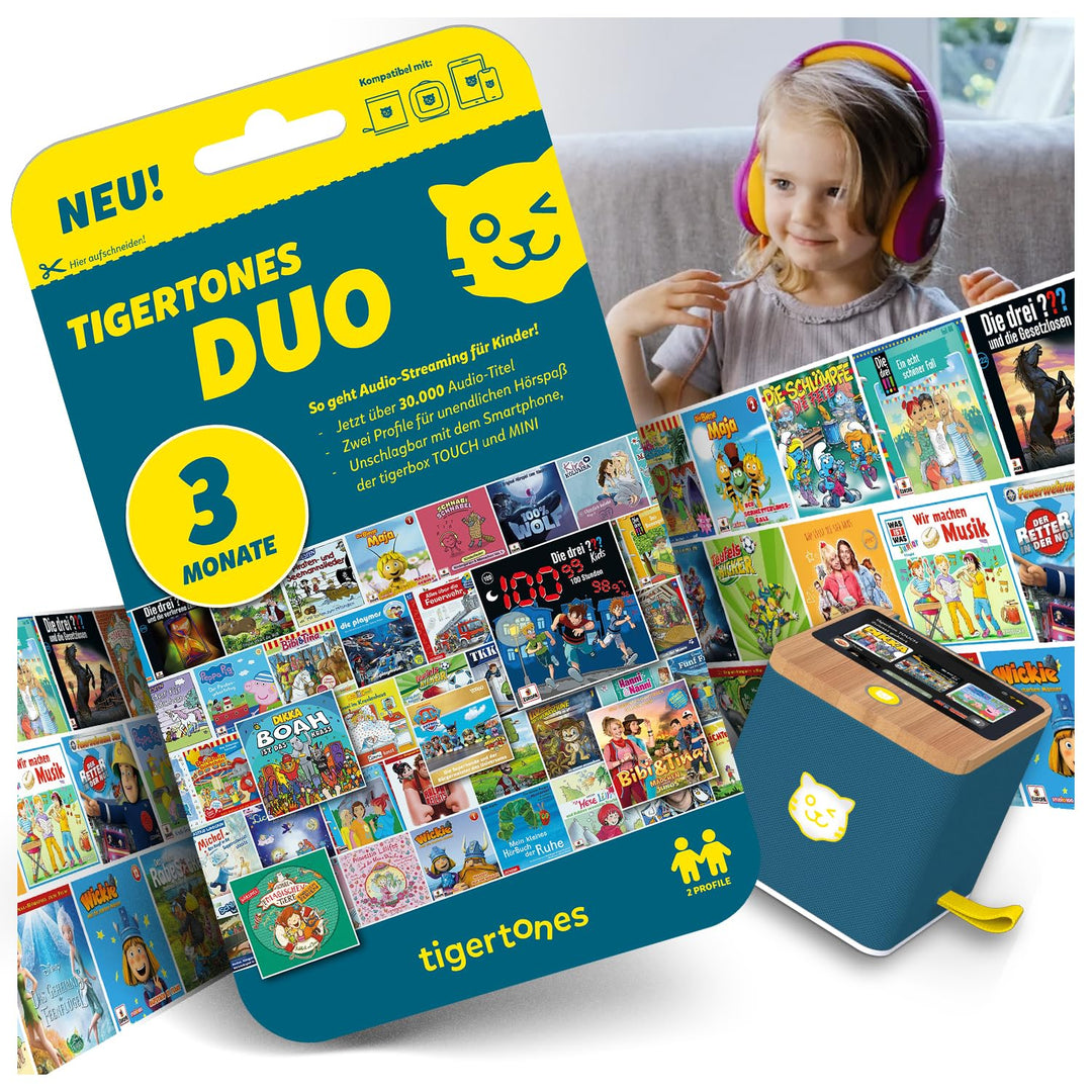 tigermedia tigertones Duo Prepaid-Zugang 3 Monate | Audio-Streamingdienst für Kinder | Über 30.000 A