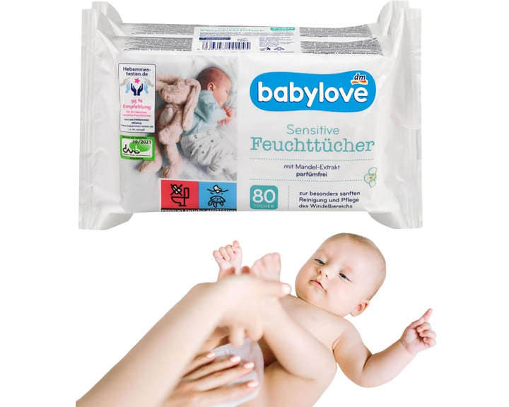 babylove Vorteils Pack Feuchttücher sensitive, 12 x 80 Stück, = 960 Stück