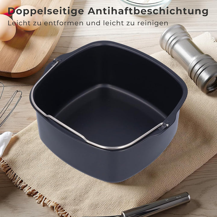 Form Für Heissluftfritteuse, Backform Kuchenform Airfryer zubehör Kuchenpfanne Brotbackkorb Kuchenfa