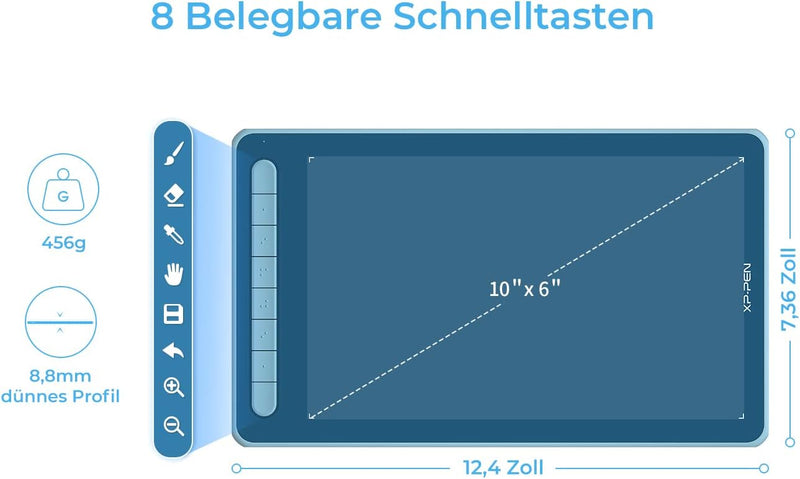 XP-PEN Deco L Grafiktablett 10"x6" Zeichentablett mit X3 Smart Chip 60° Neigung mit batterielosem St