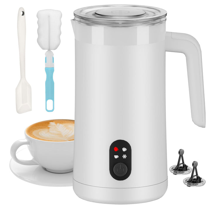 Milchaufschäumer, 400 ml Milchaufschäumer Elektrischer 4-in-1 für Heissen und Kalten Milchschaum, Au
