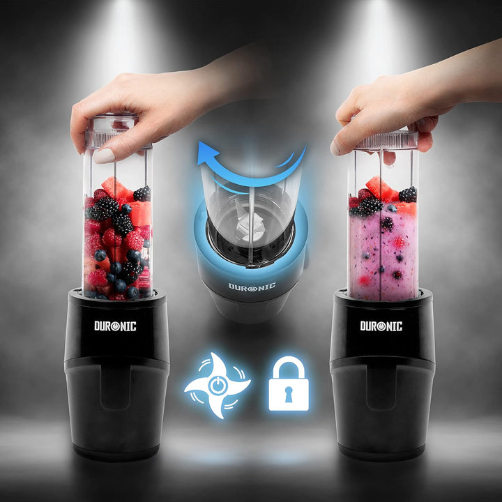 Duronic BL510 Mini-Standmixer, Mini Smoothie Maker, 500W Blender, Shake Mixer mit 570 ml Trinkflasch
