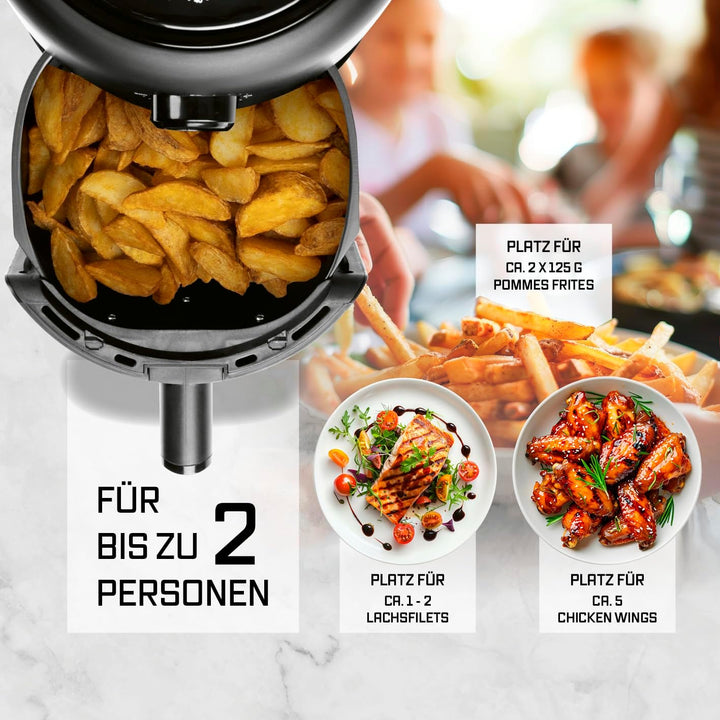 GOURMETmaxx Heissluftfritteuse, 2,3 l | Airfryer mit Timerfunktion (60 Minuten Timer) | Nahezu ohne