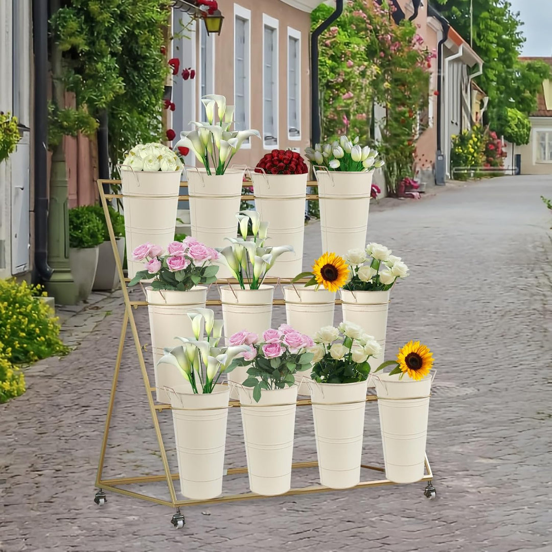 Notakia Grosse verzinkte Metallvasen, Bauernhaus, französische Blumenvasen für Schnittblumen, Heimde