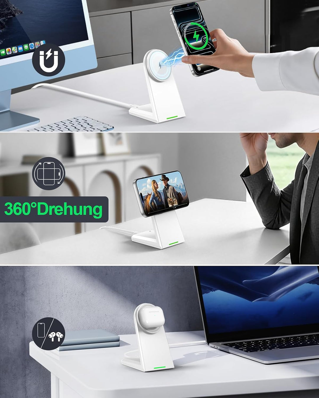 NANAMI 25W Induktive Ladestation kompatibel mit MagSafe Ladegerät | 25W Schnelles Laden Für iPhone 1