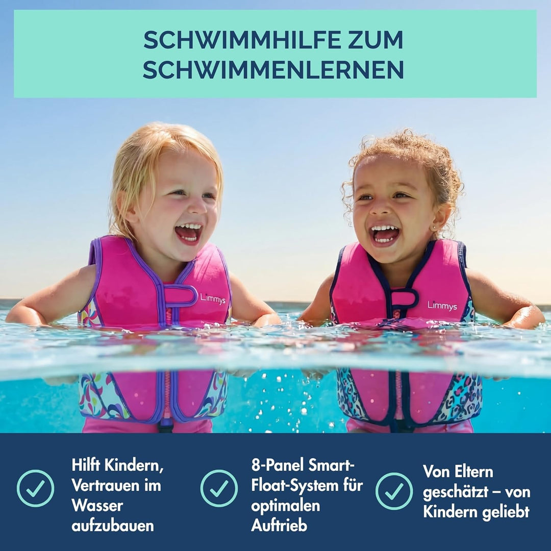 Limmys Schwimmweste für Kinder – Schwimmhilfe mit verstellbarem Auftrieb, CE-Zertifiziert, Testsiege
