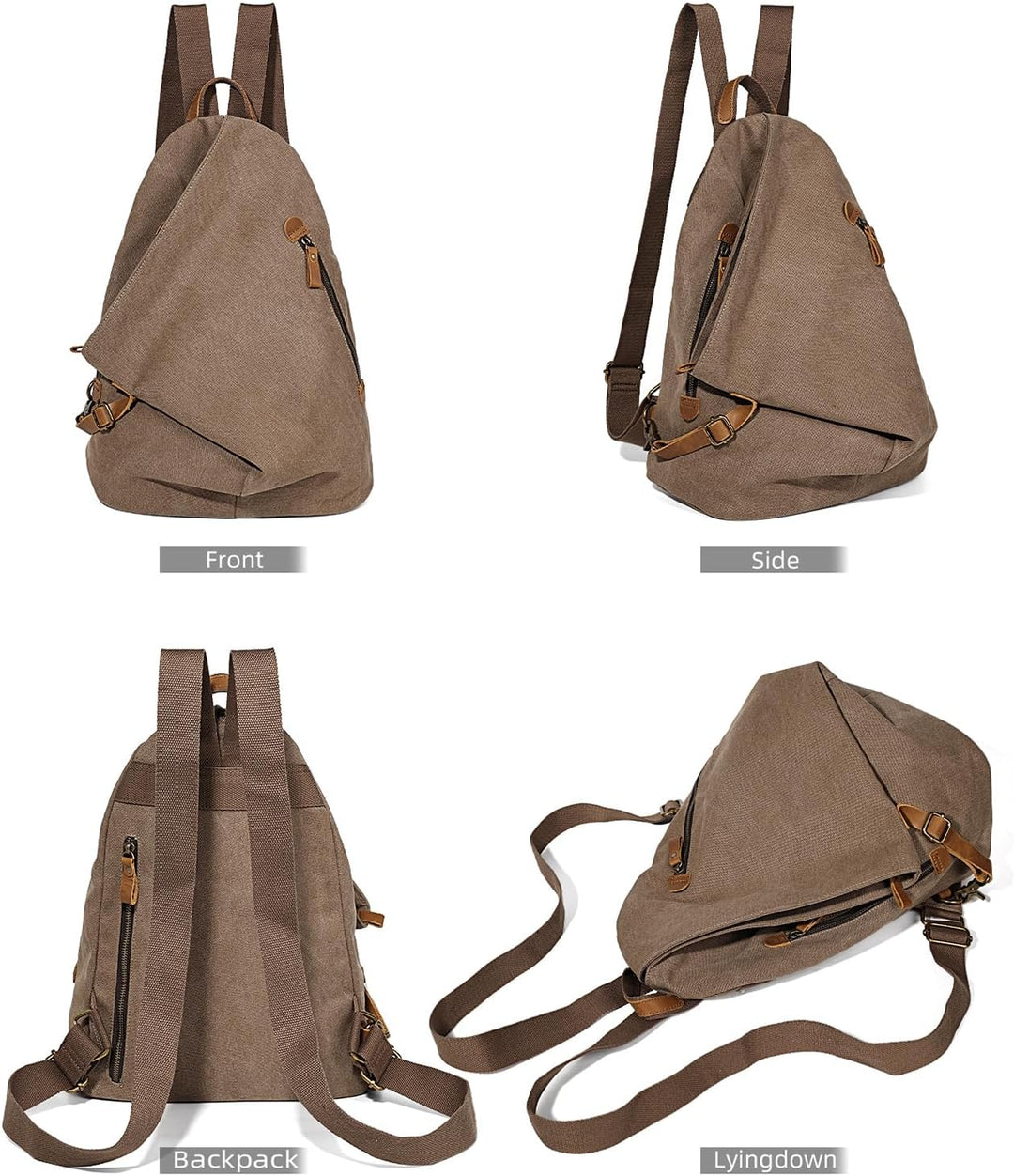 Retro Segeltuch Rucksack Canvas Vintage Rucksäcke Echtleder Daypack Reisetasche Schulterrucksack für