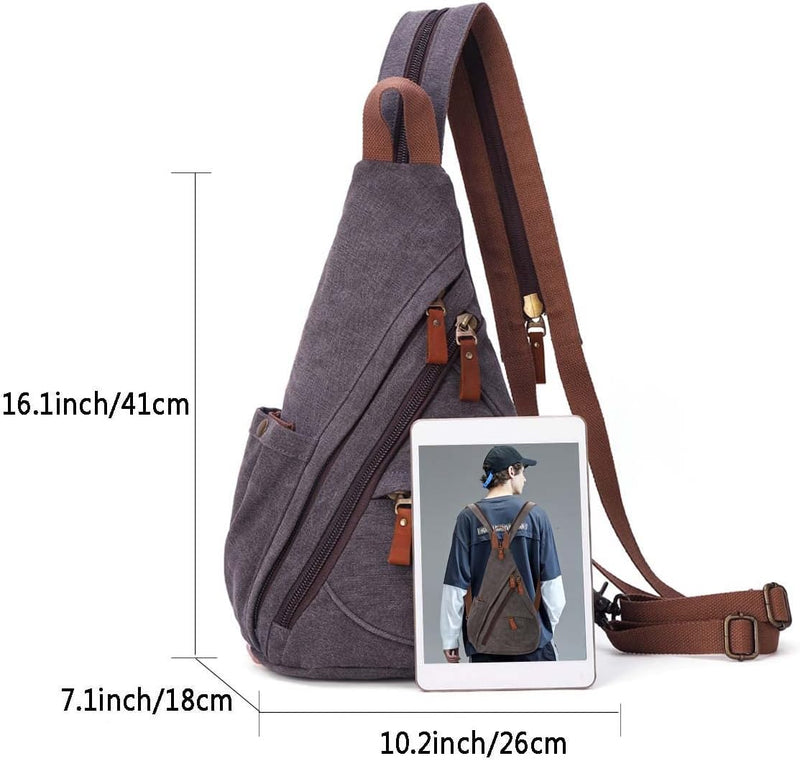 KL928 Canvas Sling Bag Rucksack Damen und Herren – Schulterrucksack Umhängetasche Crossbag Verstellb