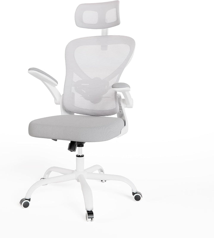 ALAULM Ergonomischer Bürostuhl mit Verstellbarer Lendenwirbelstütze und um 90° hochklappbaren Armleh