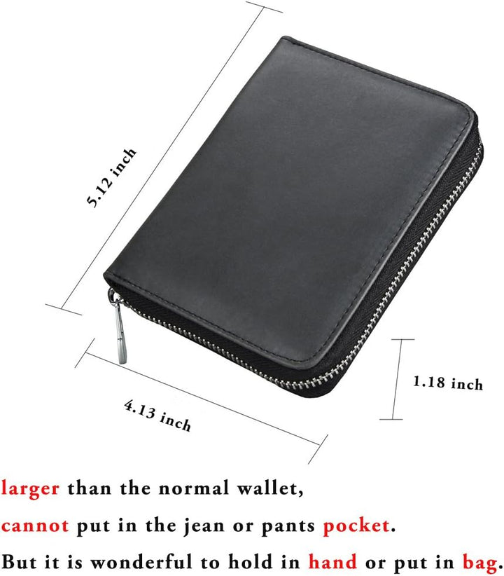 boshiho RFID-blockierendes Kreditkartenetui mit 24 Fächern, echtes Leder, mehrere Karten, Organizer,