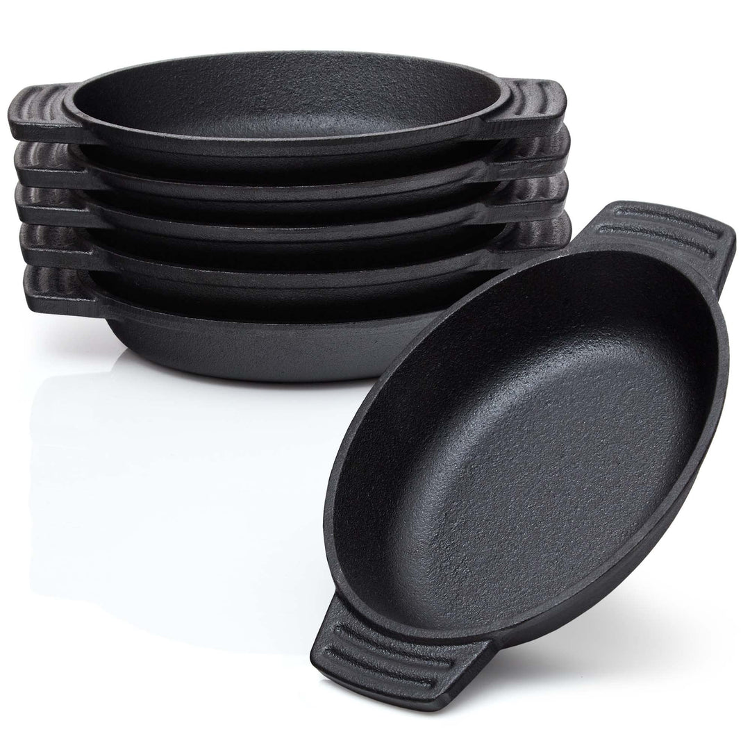 BBQ-Nerd Servierpfännchen aus Gusseisen im 6er Set - Grillpfännchen - oval 22,5x13 cm - zum Braten Ü