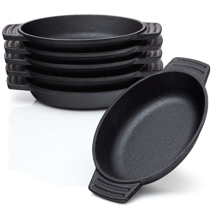 BBQ-Nerd Servierpfännchen aus Gusseisen im 6er Set - Grillpfännchen - oval 22,5x13 cm - zum Braten Ü