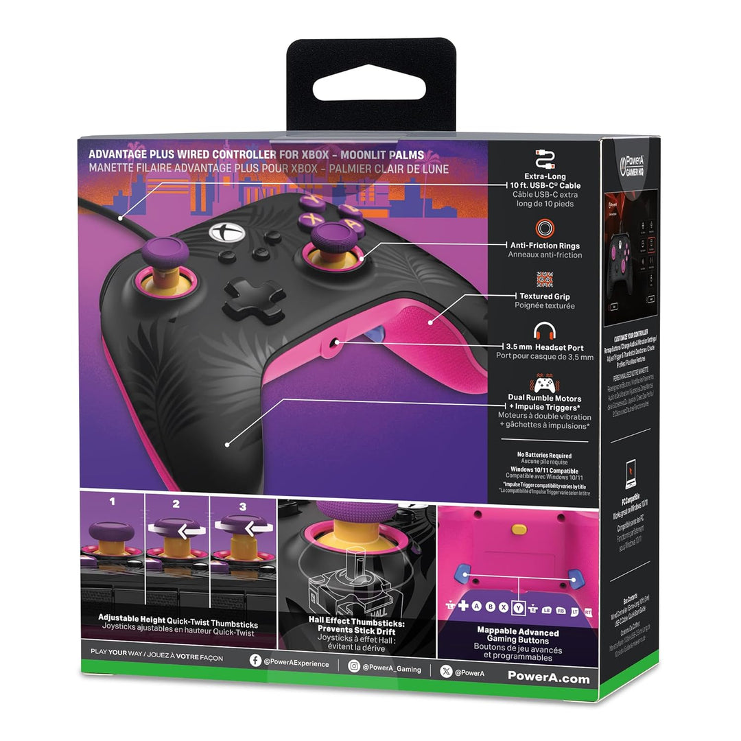 PowerA Advantage Plus kabelgebundener Controller für Xbox Series X|S - Palmen im Mondlicht, offiziel