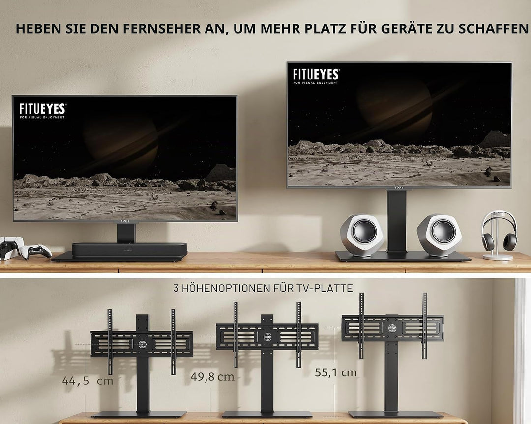 FITUEYES TV Standfuss TV Ständer für 40-75 Zoll LCD LED OLED Plasma Flach &amp; Curved Fernseher bis zu