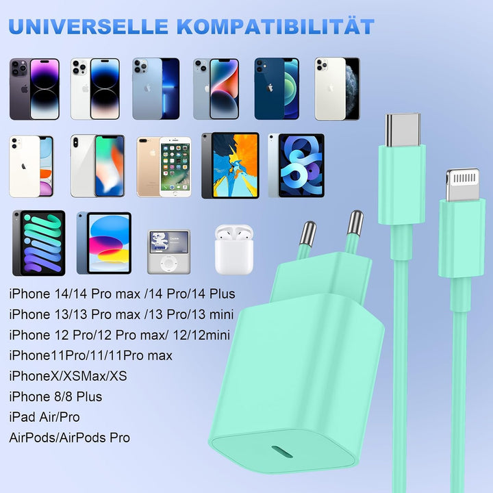 iPhone Ladekabel, [MFi-Zertifiziert] 2er 20W Pack iPhone Ladegerät Apple Ladekabel 2M,USBC Schnellla
