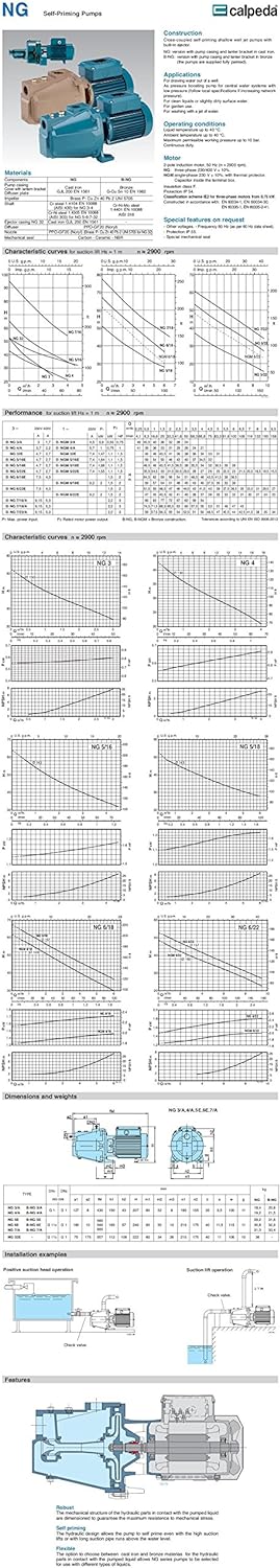 CALPEDA Selbstansaugende Jetpumpen NG4m/A 0,75kW 1Hp Einzelphase 230V 50Hz NGM