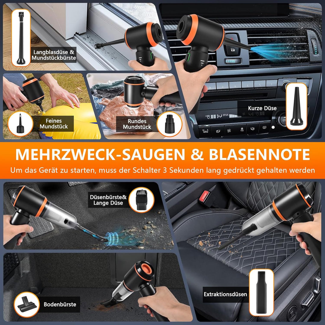 Handstaubsauger Akku,22000pa Autostaubsauger Kabellos 4-in-1 Mini Staubsauger,Auto Staubsaug Starke