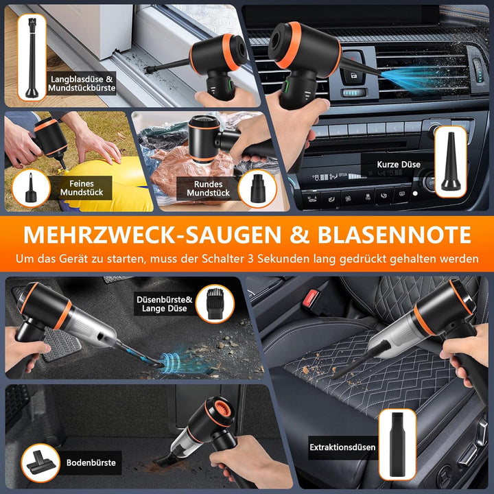Handstaubsauger Akku,22000pa Autostaubsauger Kabellos 4-in-1 Mini Staubsauger,Auto Staubsaug Starke