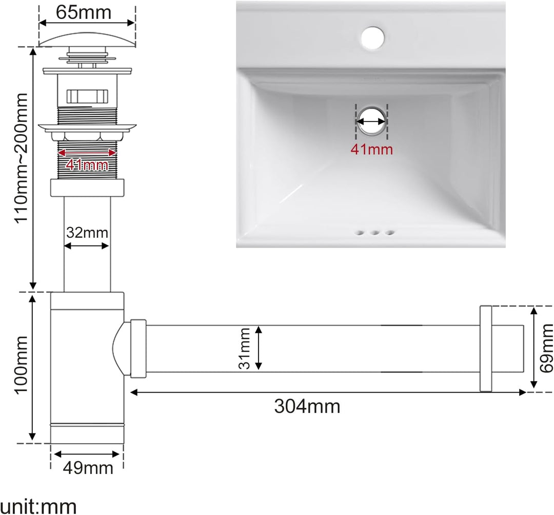Siphon Universal für Waschbecken &amp; Waschtisch, KEOKBON Syphon &amp; Pop up Ventil Ablaufgarnitur mit Übe