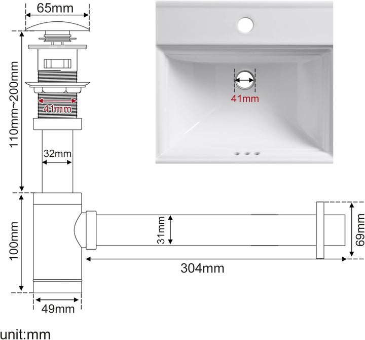 Siphon Universal für Waschbecken &amp; Waschtisch, KEOKBON Syphon &amp; Pop up Ventil Ablaufgarnitur mit Übe