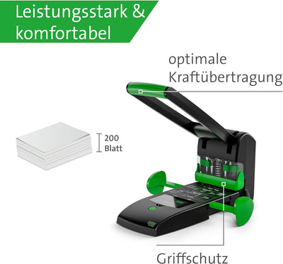 Novus B 2200 re+new nachhaltiger Blocklocher (200 Blatt, Zwei- und Vierfach-Lochung, Vollmetallgerät