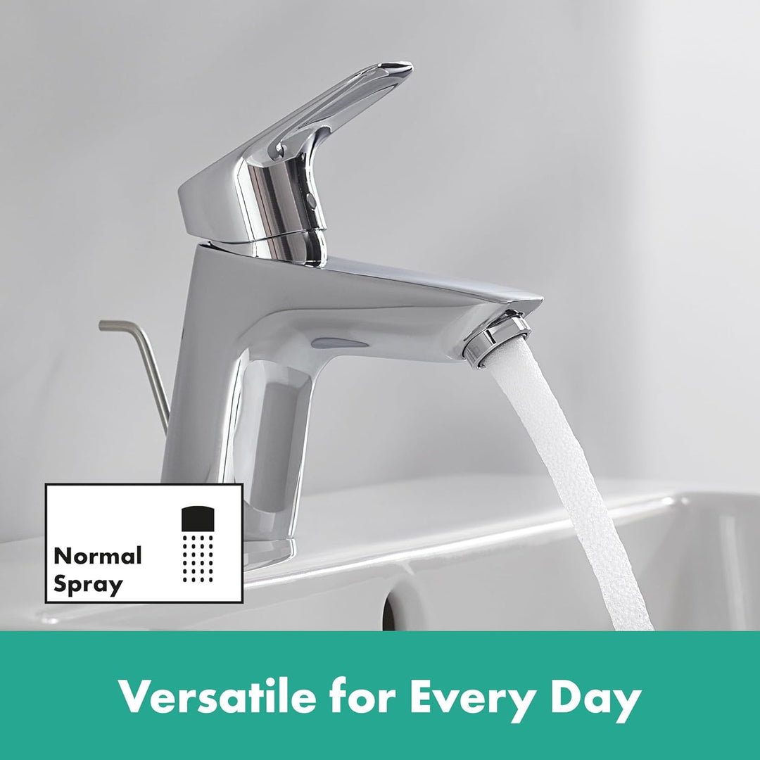 hansgrohe 71170000 Waschtischarmatur Logis, Wasserhahn Bad mit Auslauf Höhe 70 mm, mit Zugstange, Ba