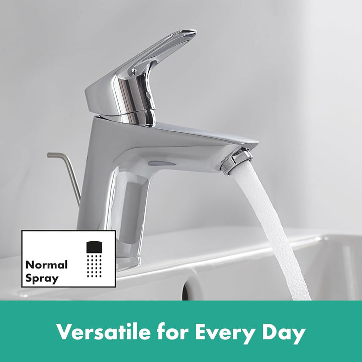 hansgrohe 71170000 Waschtischarmatur Logis, Wasserhahn Bad mit Auslauf Höhe 70 mm, mit Zugstange, Ba