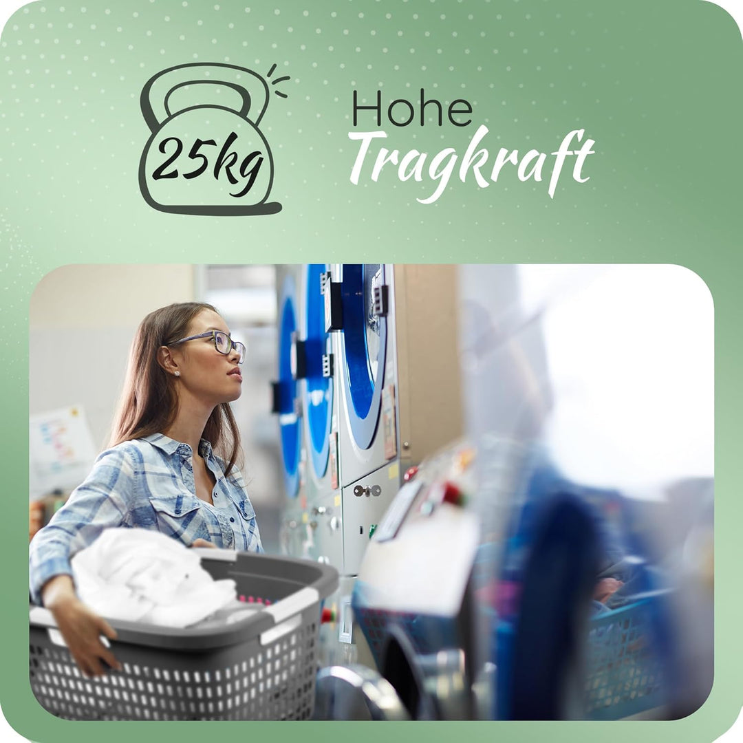 Novaliv 3 Stück Wäschekorb mit 4 Griffen 40L Anthrazit, Wäschebox Set Wäscheeimer Wäschebehälter für