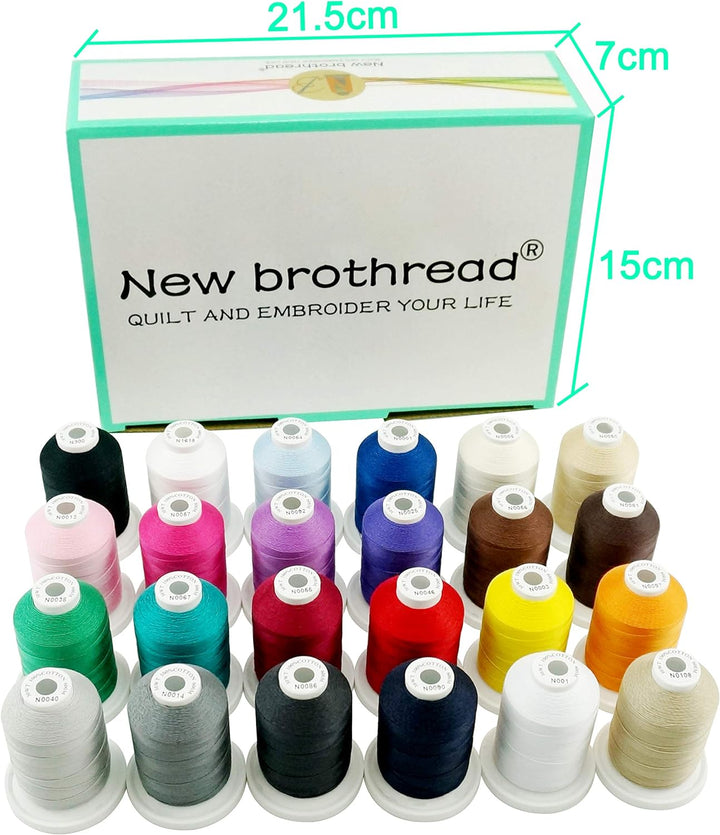 New brothread 24 Grund Farben Mehrzweck 100% Mercerisierte Baumwollfaden 30WT (50S/3) 600M zum Quilt