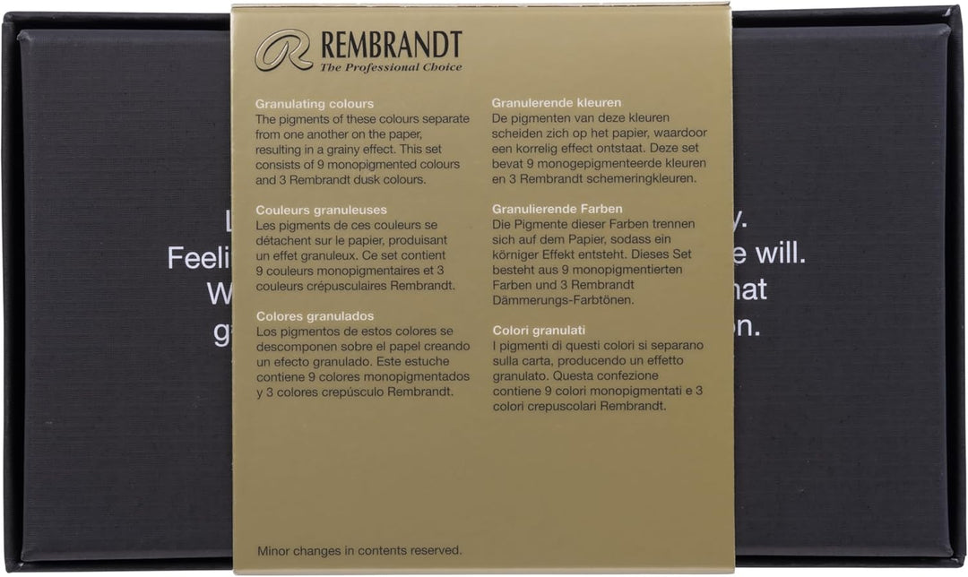 Rembrandt Water Colour Box GRANULATING extra feine Aquarellfarbe, Metallkasten mit 12 Näpfchen granu