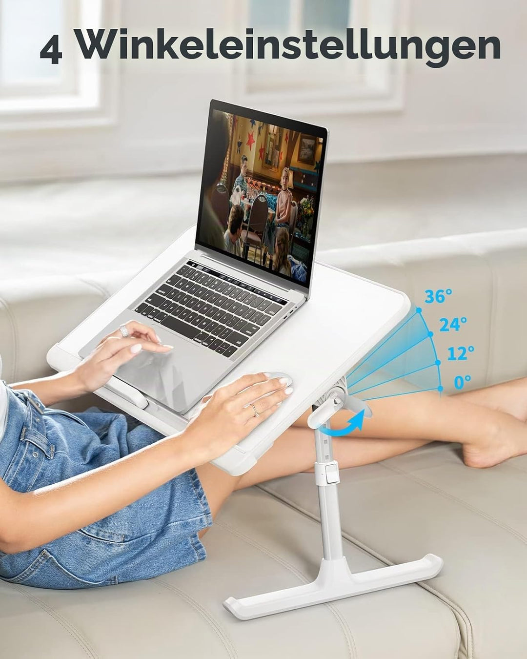 SAIJI Laptoptisch fürs Bett, Verstellbarer Computer-Betttisch, Laptoptisch mit Aufbewahrungsschublad