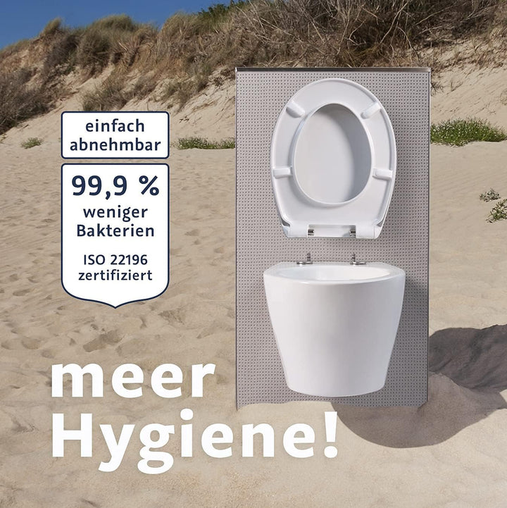 Blauer Hahn® WC Sitz Isar oval | Toilettendeckel mit Absenkautomatik und abnehmbar | Antibakterielle