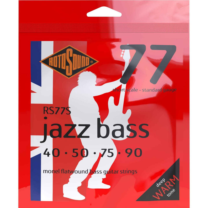 Rotosound Schwarze Nylonsaiten für E-Bass, Flachdraht, kurze Mensur, Standardstärke 40 50 75 90 Einz