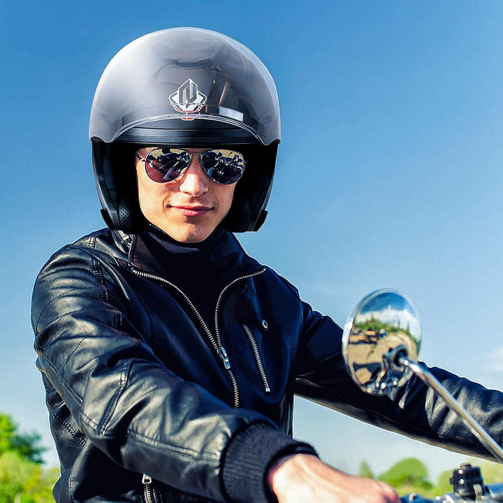 NENKI Jethelme Halbhelme Rollerhelm Sturzhelm Chopper Helm,Motorradhelm ECE 22.06 mit Doppelvisier S