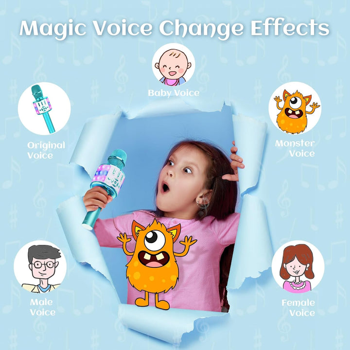 BONAOK Magic Sing Karaoke Mikrofon, Bluetooth Mikrofon Karaoke Kinder, 4 in 1 Sing Microphone, Draht