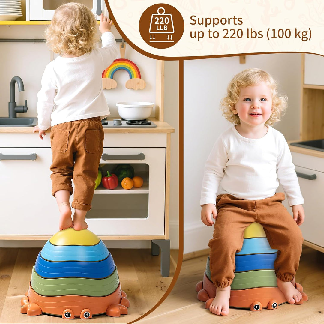 KidBloom Balanciersteine für Kinder, Geschenk Mädchen & Junge 2 3 4 5 Jahre | Rutschfest,5 Stapelste