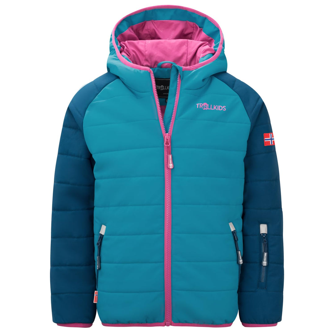 Trollkids Hafjell PRO Skijacke, Dunkeltürkis/Madeirablau/Helle Beere