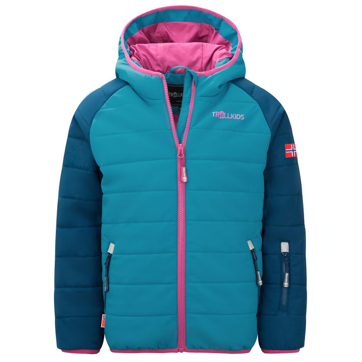 Trollkids Hafjell PRO Skijacke, Dunkeltürkis/Madeirablau/Helle Beere