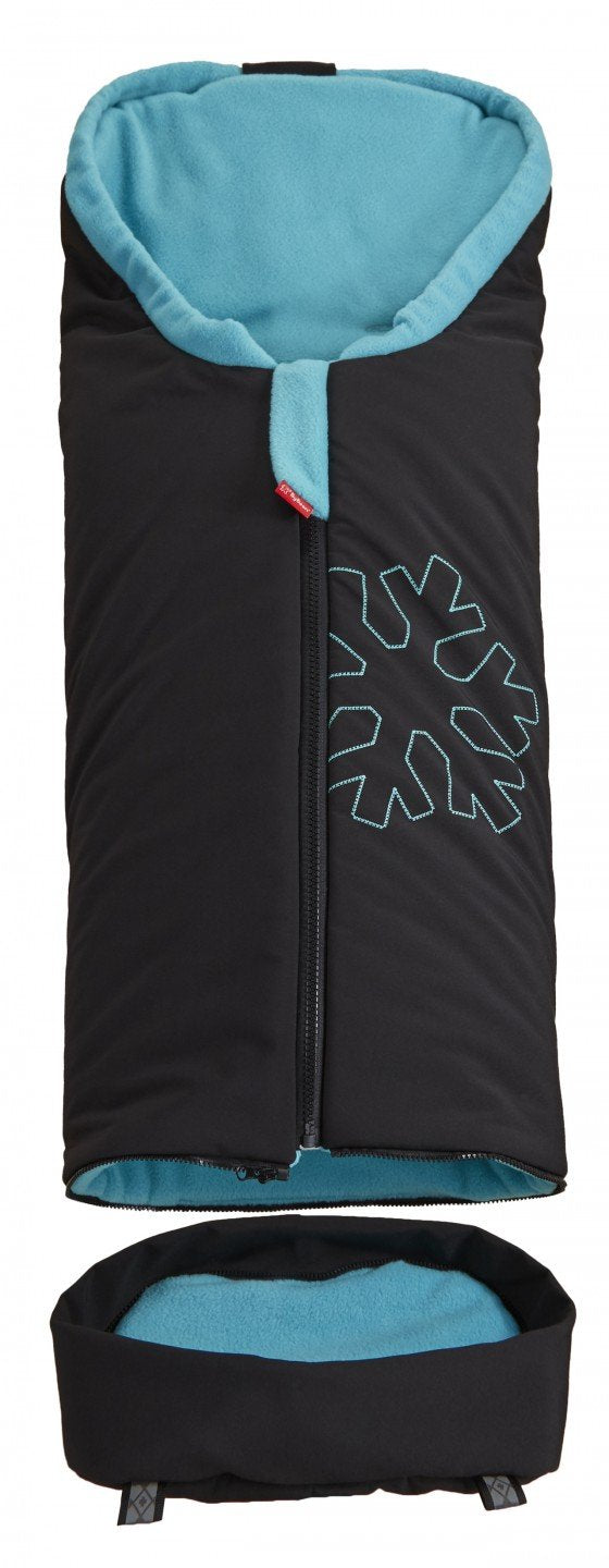 ByBoom - Softshell Winterfusssack Thermo Aktiv für Kinderwagen und Buggy, Farbe:Schwarz/Beige, Schwa