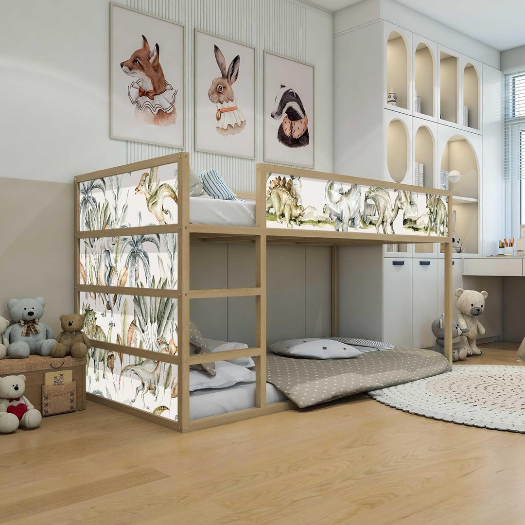 WANDKIND Aufkleber für IKEA KURA Kinderbett Hochbett Klebefolie Möbelfolie Sticker Kinderzimmer Dino