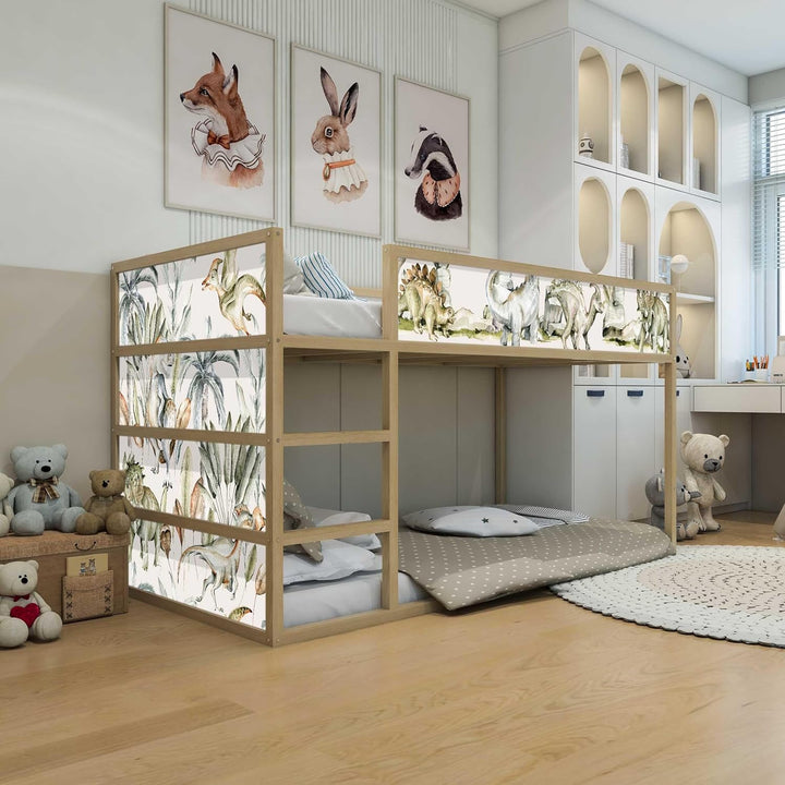 WANDKIND Aufkleber für IKEA KURA Kinderbett Hochbett Klebefolie Möbelfolie Sticker Kinderzimmer Dino