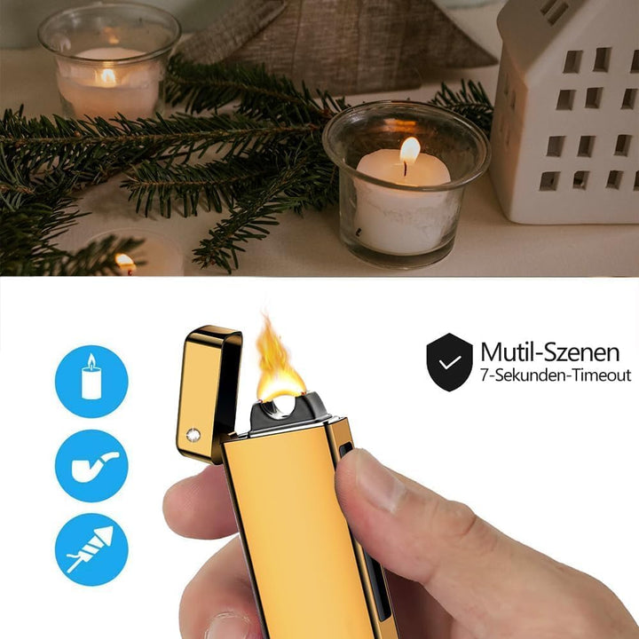 GADATOP Elektrisches Plasma-Feuerzeug Mit LED-Batterieanzeige - Wiederaufladbar, Flammenlos, Sturmfe
